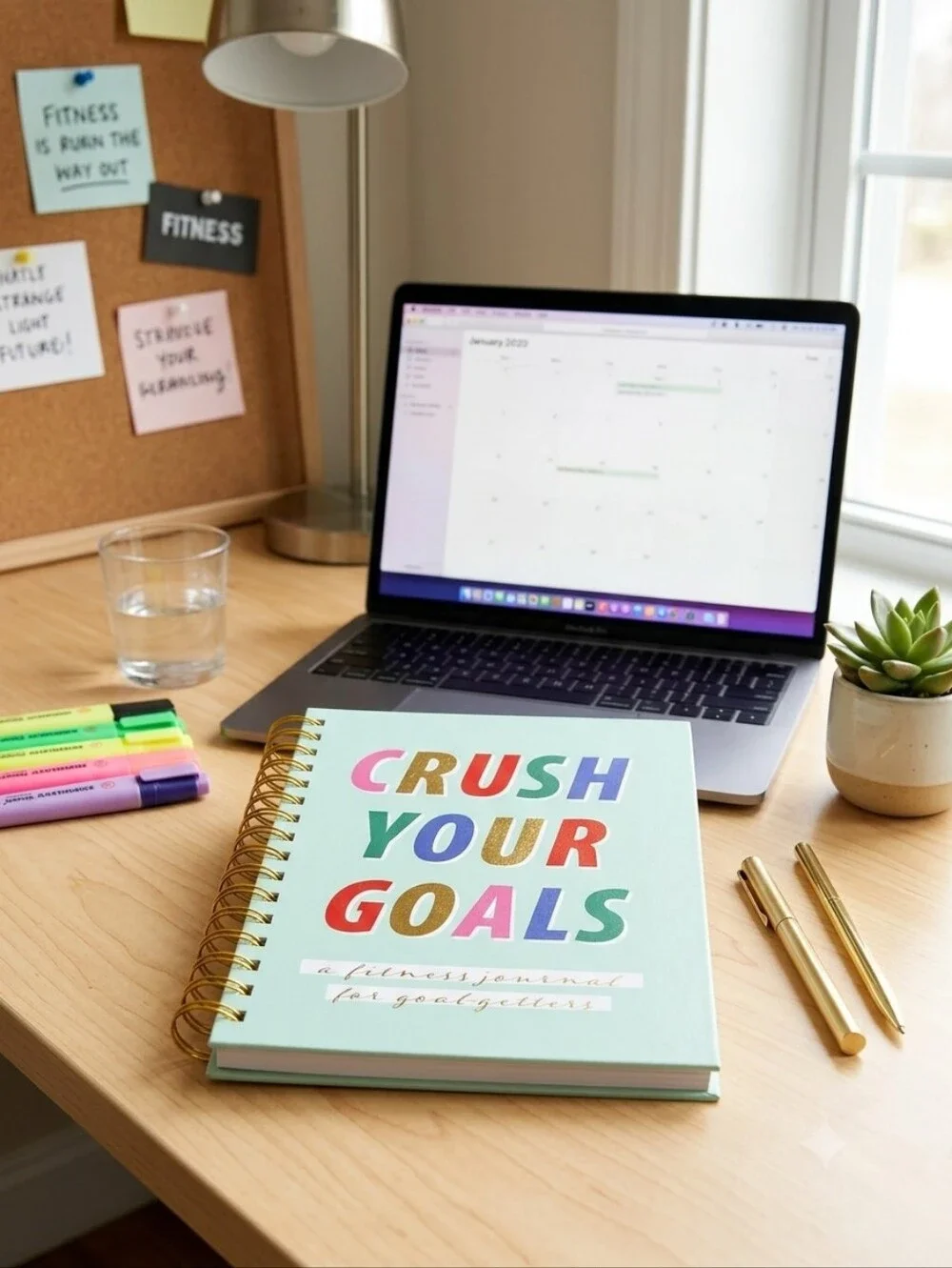 Crush Your Goals Fitness Journal - Mint Cover